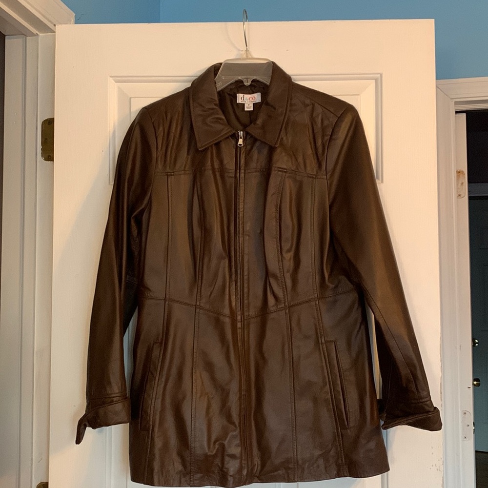 Denim and Company size medium brown leather jacket